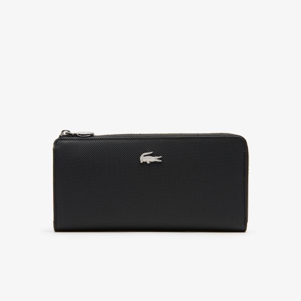 Lacoste Daily Classic Coated Piqué Canvas 10 Card Zip Wallet Dámské - Peněženka Černé | CZ-DZ3XjS